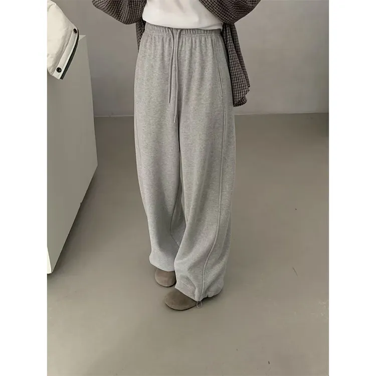 两穿卫裤~抽绳束脚加绒棉质直筒裤女秋冬慵懒感宽松休闲哈伦卫裤