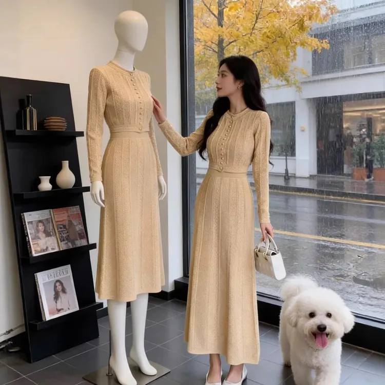 优雅小香风套装女2025秋冬季高级感洋气针织半身裙收腰显瘦两件套