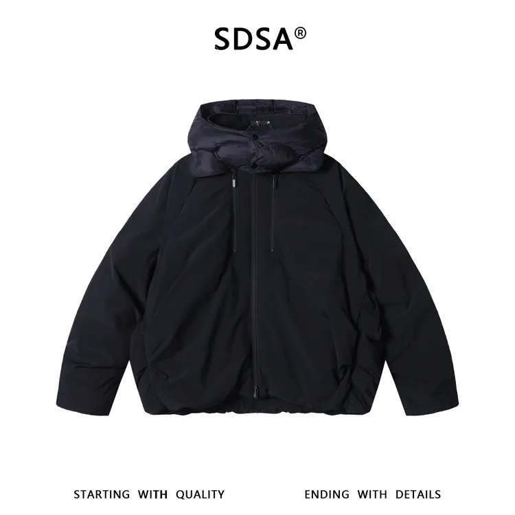 SDSA男士秋冬新款痞帅男装时尚羽绒服连帽外套拼接设计时尚百搭