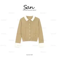 【SANSAN】撞色翻领单排扣针织开衫DY-50163