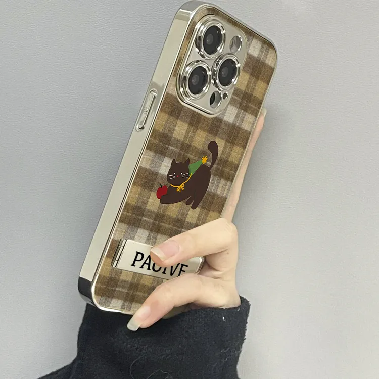 毛呢猫咪适用苹果16Pro Max手机壳iPhone华为OPPO小米vivo贴皮套