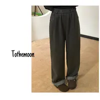 Zoe 原创【小呢喃】过冬加厚休闲时尚裤子香蕉裤呢料松紧高腰单条