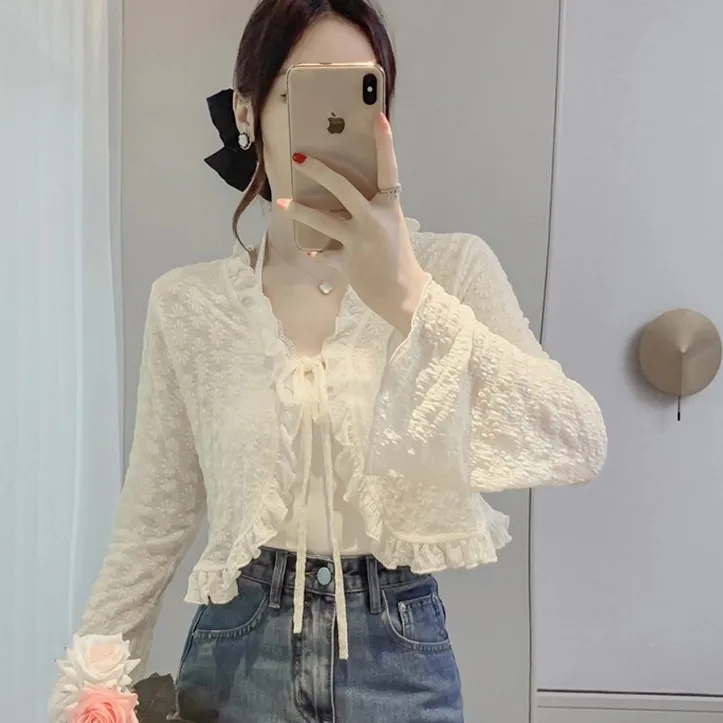 开衫女薄款披肩夏搭配吊带连衣裙外搭罩衫蕾丝法式小坎肩外套