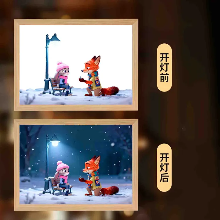 疯狂动物城朱迪尼克灯光画床头装饰led小夜灯宿舍房间相摆台