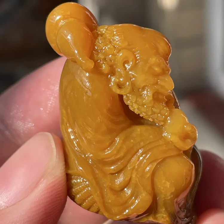 寿山石田黄达摩摆件手把件圆润饱满可把玩雅玩