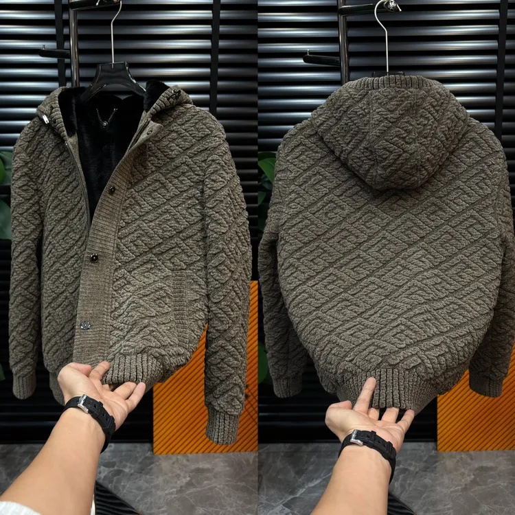 【清澈男装轻奢出品】/QINGCHE2025/高端欧货雪尼尔加厚外套