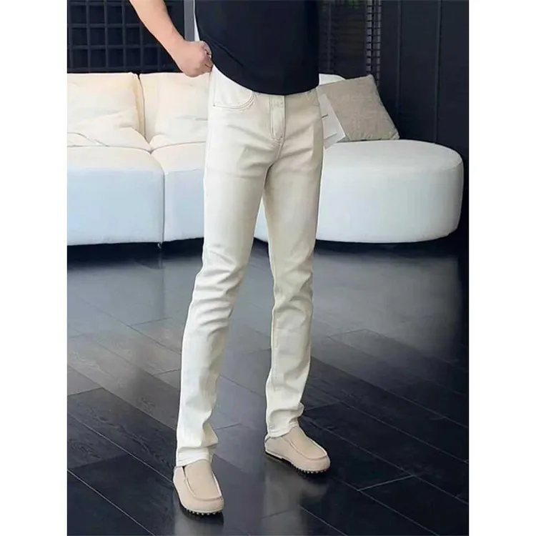 2025秋冬弹力修身小脚牛仔裤男士欧货潮流休闲裤高端舒适气质长裤