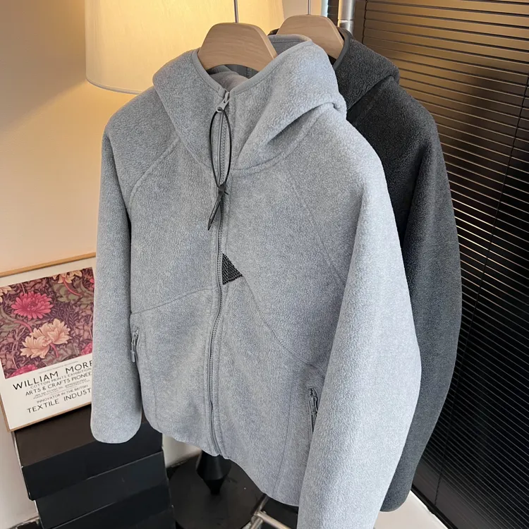 8025款-鼠家冬季糯米绒加绒加厚连帽摇粒绒外套