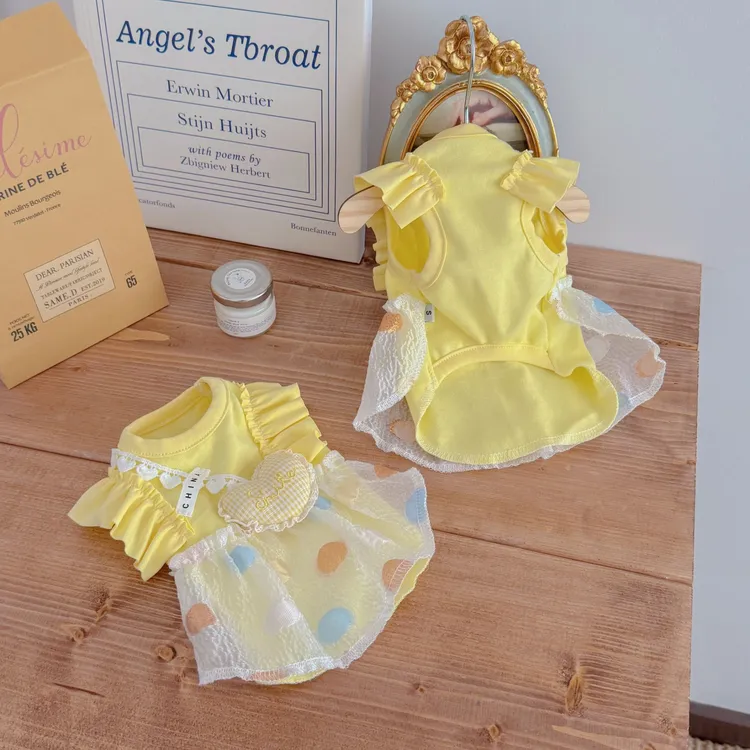 【JoyfulPets】新款宠物服饰奶黄甜心韩系波点裙