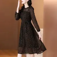 3111波点时尚高级气质优雅收腰显瘦夏季中长款女士连衣裙裙子