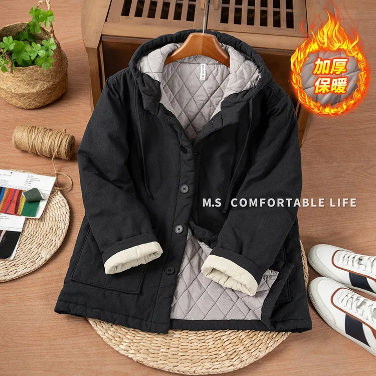 冬季新款男士宽松休闲连帽加厚保暖保暖男棉衣冬款棉袄棉服纽扣