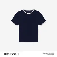 LIURUONAN 25SS【撞色毛织短袖】小众设计圆领正肩夏季新款百搭T恤