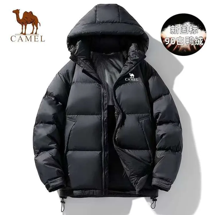 骆驼街户外棉服冬季加厚连帽防风休闲保暖面包服情侣棉衣白鸭绒