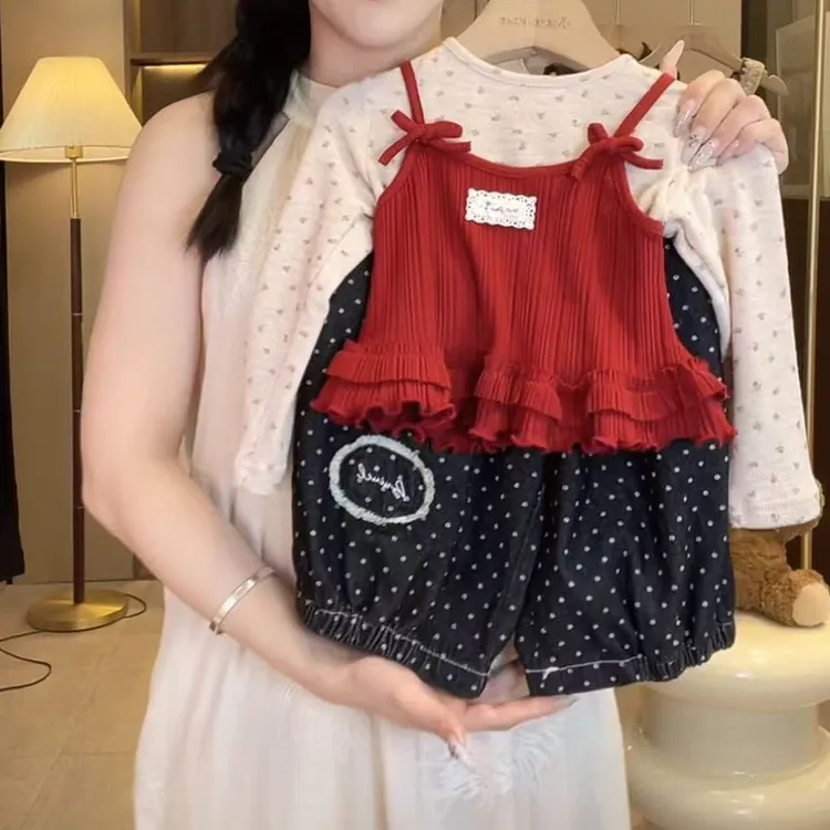 韩版女童洋气套装2025新款秋装长袖上衣小童女宝宝三件套