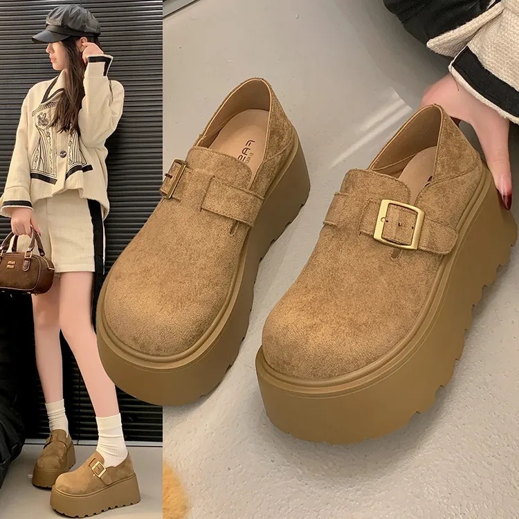 增高7CM 单里 勃肯鞋女2025春季新款超火复古时尚百搭乐福鞋单鞋