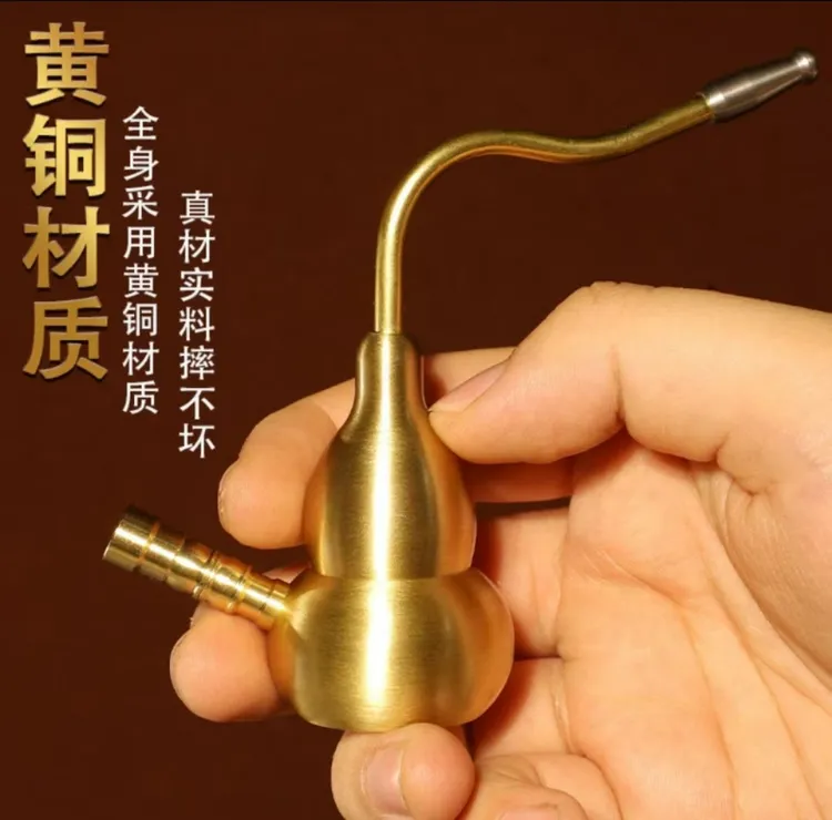 【可清洗可拆卸】纯黄铜水过滤烟嘴粗中细通用便捷送礼佳品葫芦摆件