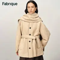 人造皮草 Fabrique 杏仁慕斯正反两穿保暖围巾腰带环保皮草外套