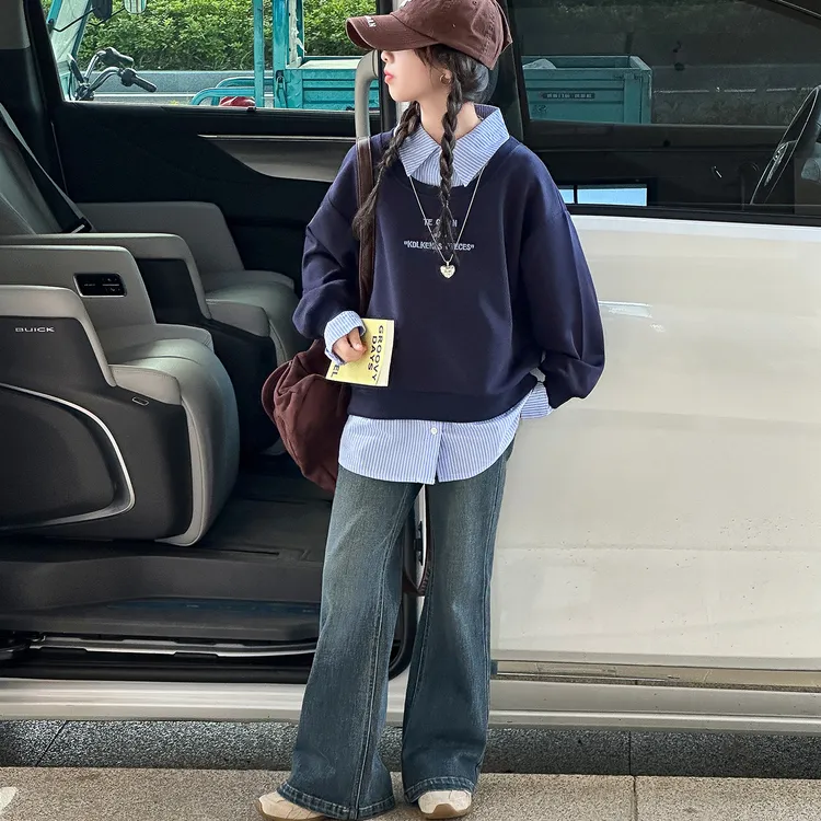 韩版女童秋装套装潮流洋气2025新款儿童卫衣休闲两件套春秋中大童