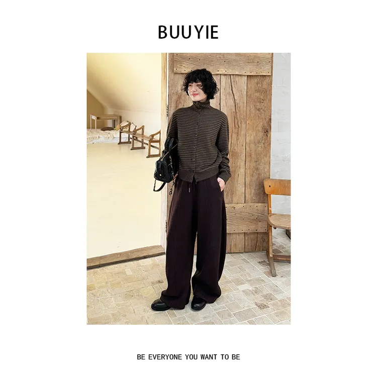 BUUYIE【萱榈】绵羊毛毛衣长袖显瘦高级感百搭秋冬季女新款251295