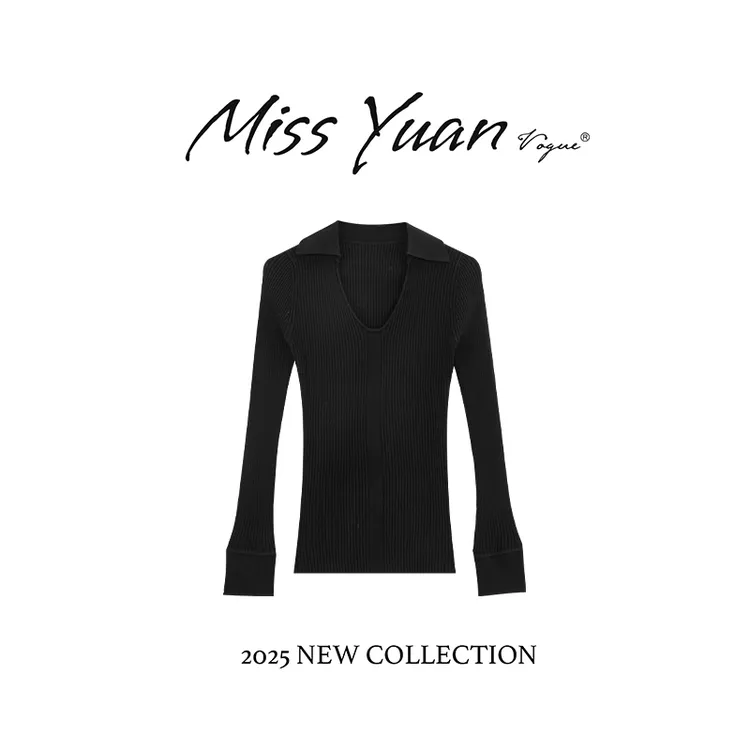 M.Y媛总 【许妍同款】2025秋冬新款时尚衫针织韩系显瘦上衣MY2732D