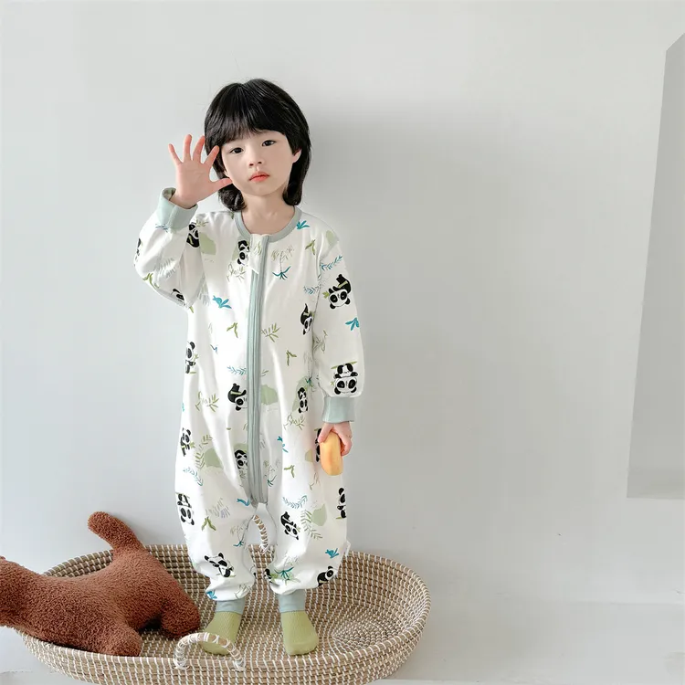 儿童睡袋薄棉婴幼儿男女童连体防惊跳神器单层分腿睡衣防踢被纯棉