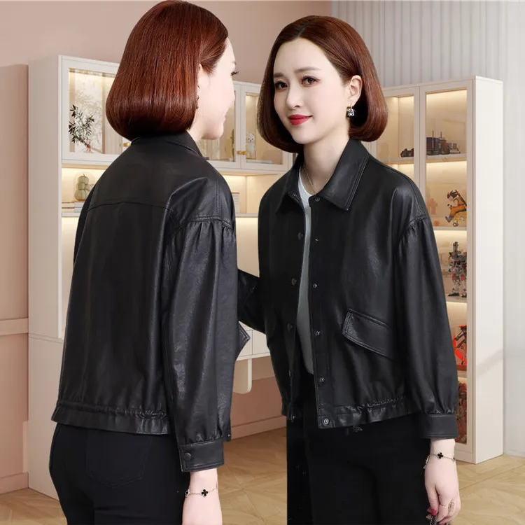海宁皮衣女真皮2025秋新气质中老年妈妈大码绵羊皮减龄外套