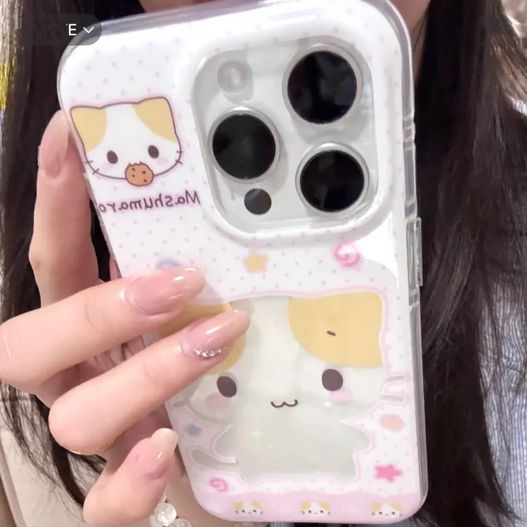 棉花糖小猫适用iPhone16透明15PLUS手机壳14苹果13可爱1211防摔壳