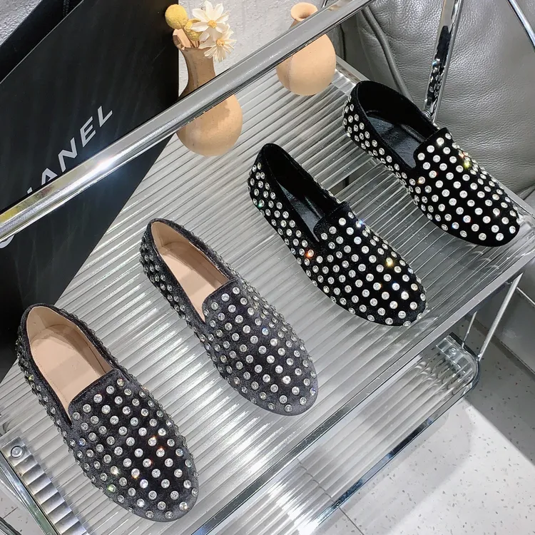 法式水钻百搭勃肯鞋女一脚蹬平底单鞋时尚软底豆豆鞋女鞋