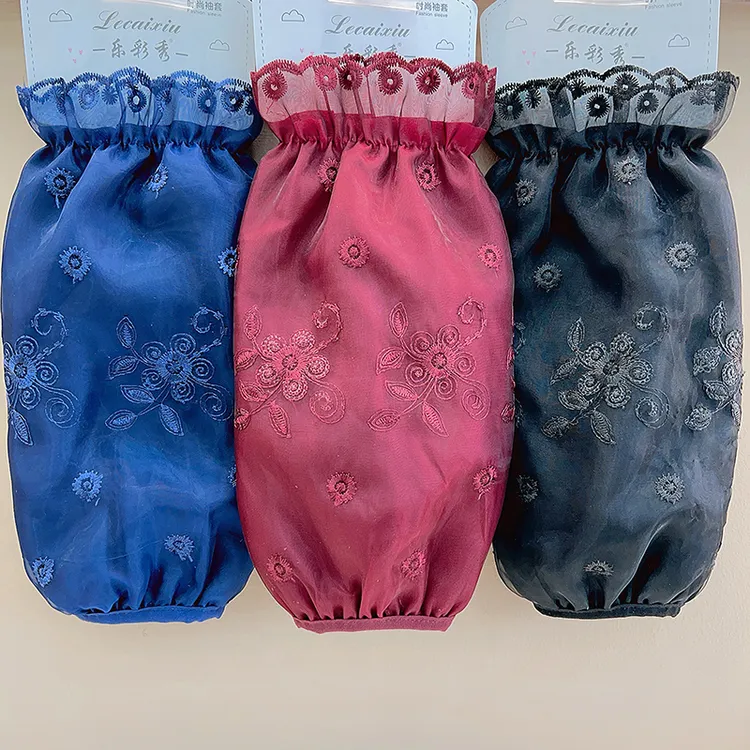 新款蕾丝袖套长款套袖女冬时尚绣花防尘手袖防脏套袖羽绒服护袖头