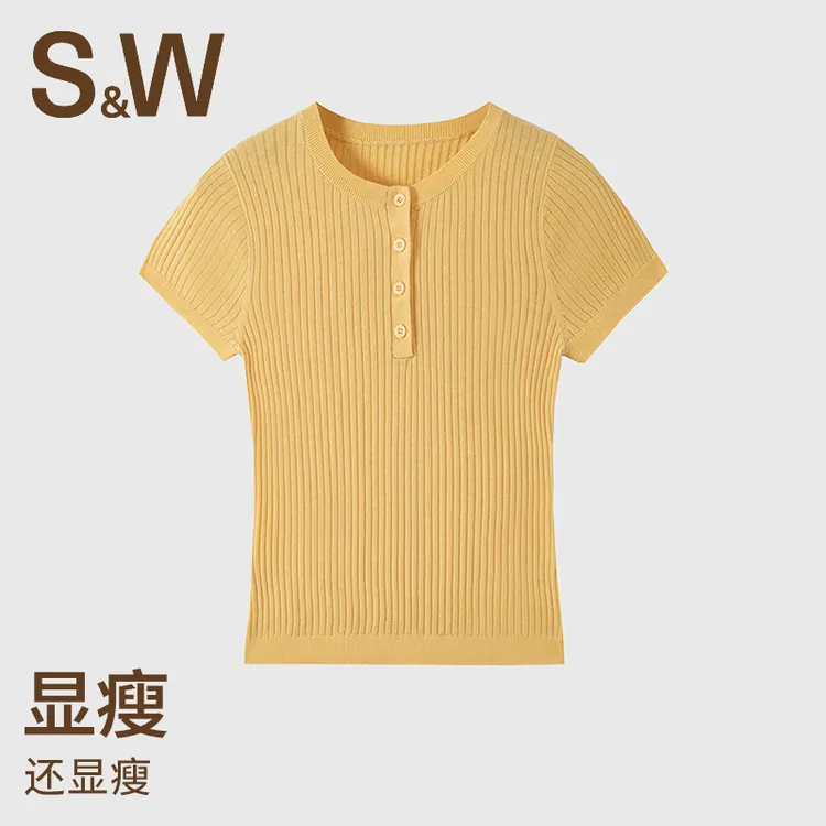 SW速惟 圆领运动女春夏透气简约休闲百搭毛针织衫4418 Z1