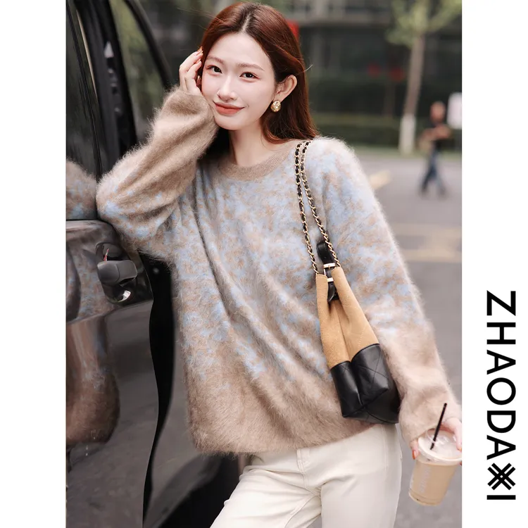 【赵大喜】现货！蓝椰拿铁拉毛羊绒毛衣 | 工艺软糯