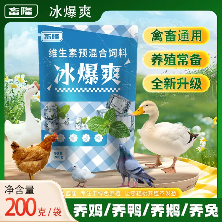 冰爆爽鸡鸭鹅鸽猪牛羊通用藿香正气家禽夏日冰爽VC兽用饲料添加剂