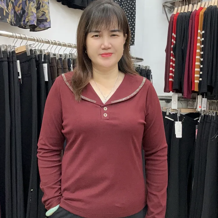 宽松型常规版T恤显瘦长袖休闲风秋季纯色女38219