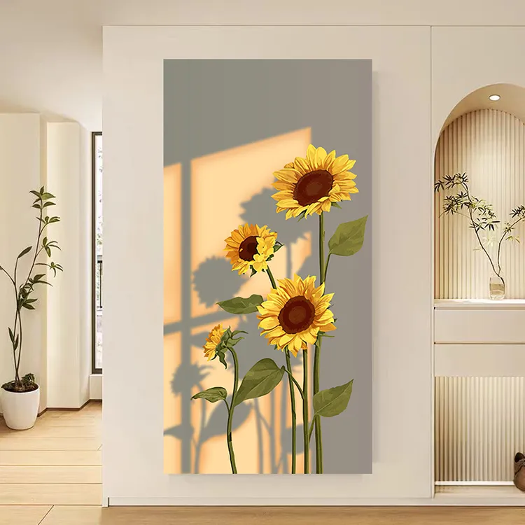 植物花卉入户玄关装饰画奶油风饭厅贴画3d立体过道壁画对门自粘画