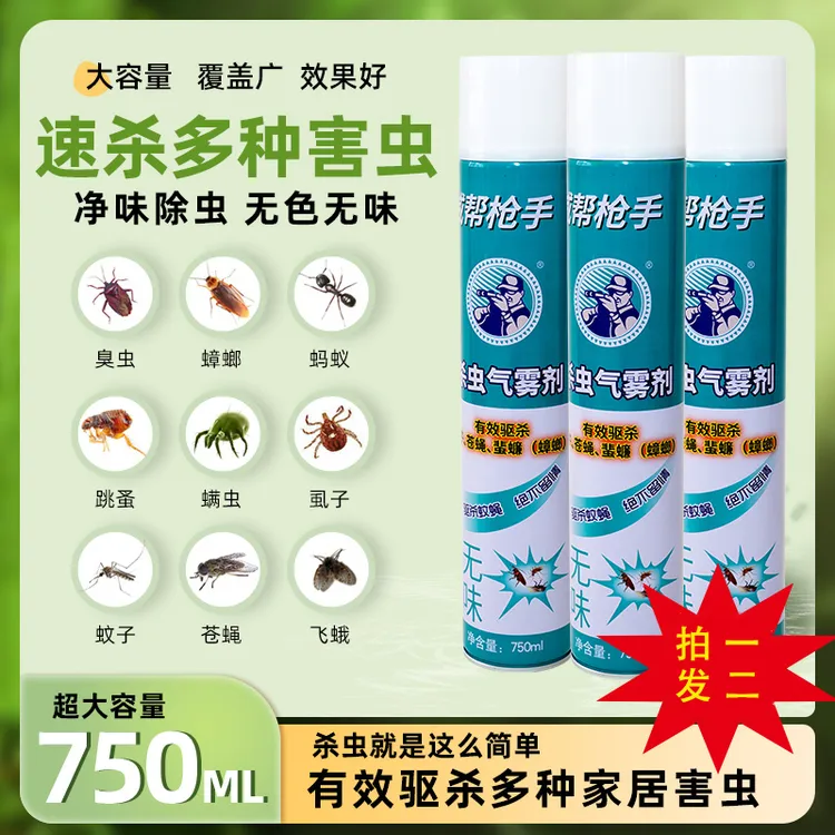 【两瓶装】威帮杀虫剂家用驱杀蚊虫灭蚊蝇蚂蚁气雾剂瓶装750ML