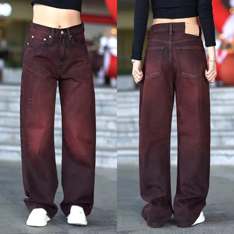 美式个性牛仔裤男潮牌百搭宽松休闲裤子男士2026新款帅气破洞长裤