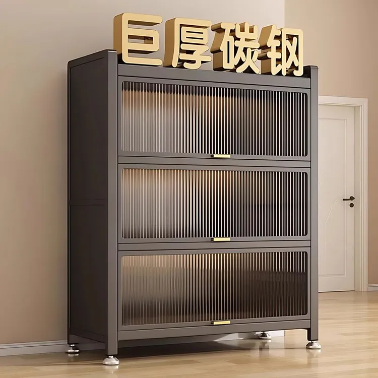窦仕妮多功能防尘收纳柜客厅网红新款餐边柜靠墙一体高级感储物柜
