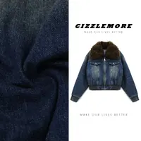 【时髦肯豆】复古拼接毛领牛仔棉服女秋冬季百搭短款外套