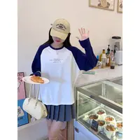 【主播推荐】女士插肩撞色小字母T恤8707