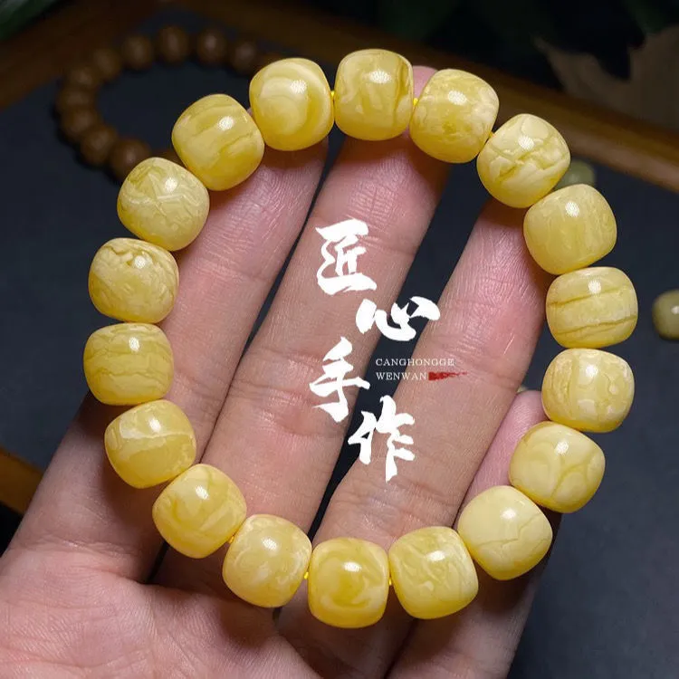 福利特价：蜜蜡俄料白花蜜老型手串单圈佛珠项链手链礼物文玩手串