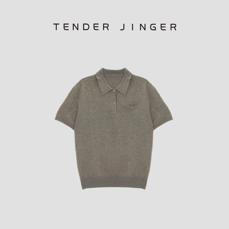 Tender Jinger绵羊毛休闲针织短袖T53DDD41015