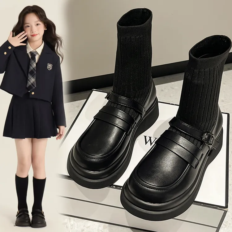 女童袜靴2025秋冬季新款儿童马丁靴女孩公主皮靴加绒中大童短靴