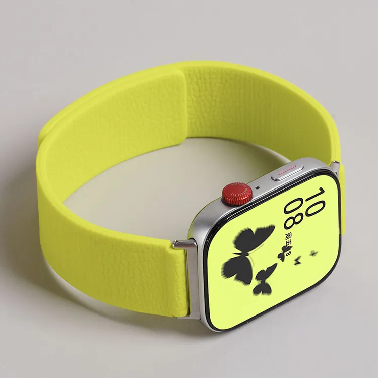 适用华为watchfit4手表带fit3手环荔枝纹磁吸硅胶腕带运动智能女