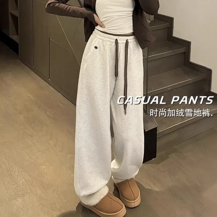 2025新款秋冬季加绒加厚新款孕妇裤卫裤运动裤九分裤百搭外穿裤子