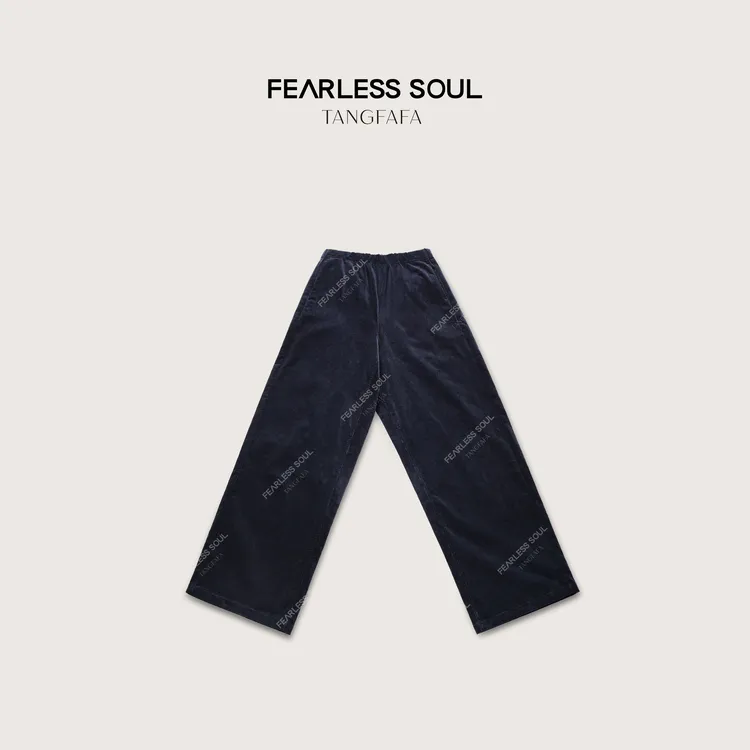 唐发发TFF 秋冬绒毛复古保暖灯芯绒橡筋腰直筒裤 825FP746