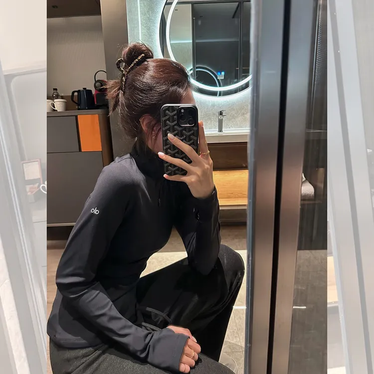 Alo半拉链防晒tee显瘦透气长袖夏季T恤户外健身速干修身瑜伽服女