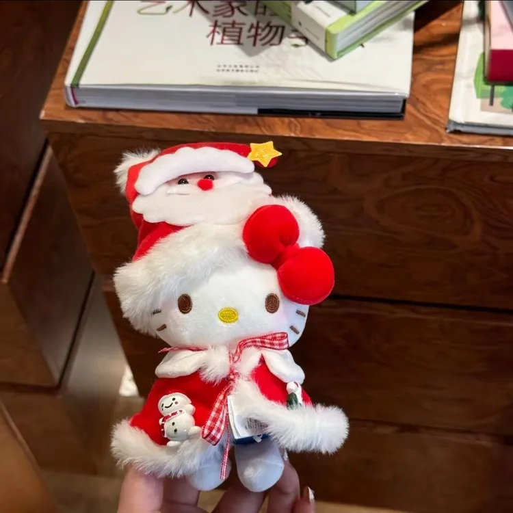 正版HelloKitty圣诞披风毛绒玩偶公仔包挂件圣诞节钥匙扣摆件礼物