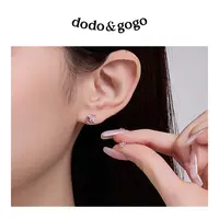 DODOGOGO 合金合成锆石耳饰 弯月星星耳钉气质时尚百搭简约耳环女