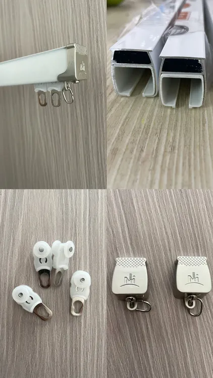 新款窗帘轨道静音方轨航空铝材配件钢片滑轮挂直轨弯轨走轮高端