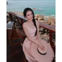 XINYI【公主礼赞】春夏针织拼接缎面背心连衣裙显瘦X625Q01913